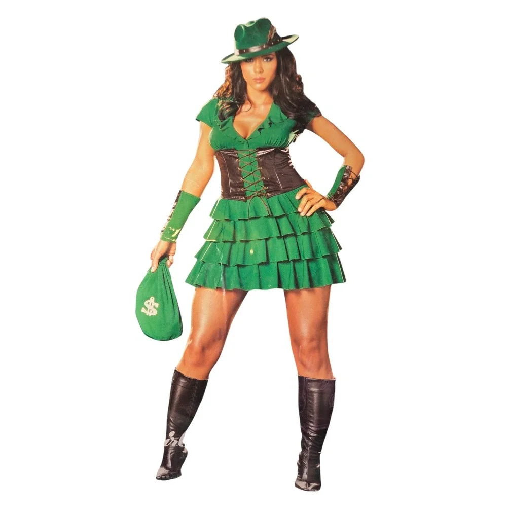 Dreamgirl Robyn da Hood 5pc Costume Set Green Archer Dress Corset 4494 Medium